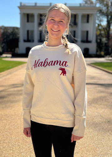 Alabama/Pachyderm Raw Edge Crewneck 