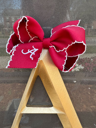 Script A Moonstitch Grosgrain Hair Bow