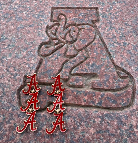Alabama Crimson Tide Triple Drop Enamel Earrings in Crimson