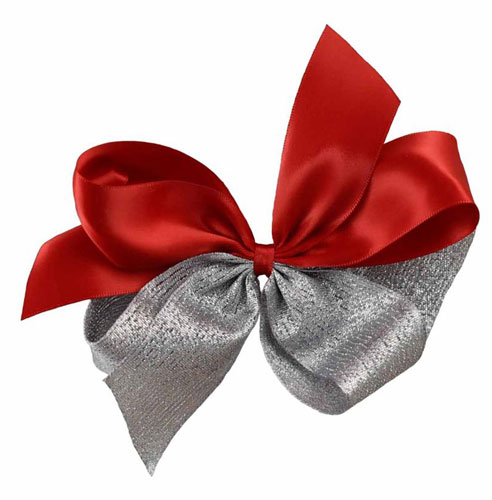 Crimson & Silver Sparkle Hair Bow